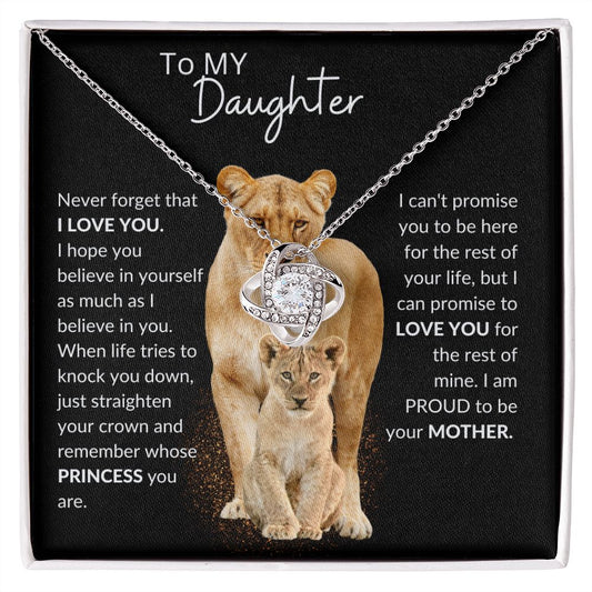 To My Daughter | I am Proud to be your Mother | Love Knot Necklace