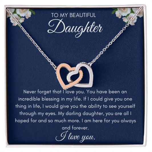To My Beautiful Daughter | Interlocking Hearts Necklace